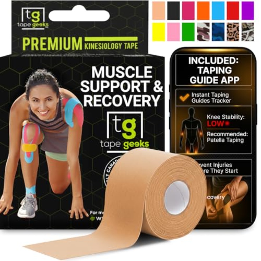 Kinesiology Tape Sports - TapeGeeks Kinesiology Tape Waterproof and Hypoallergenic