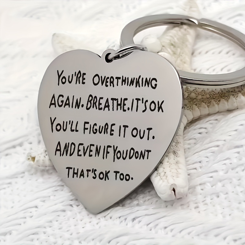Heart-shaped engraved keyring  - Mental Health Wellness Quotes review and price