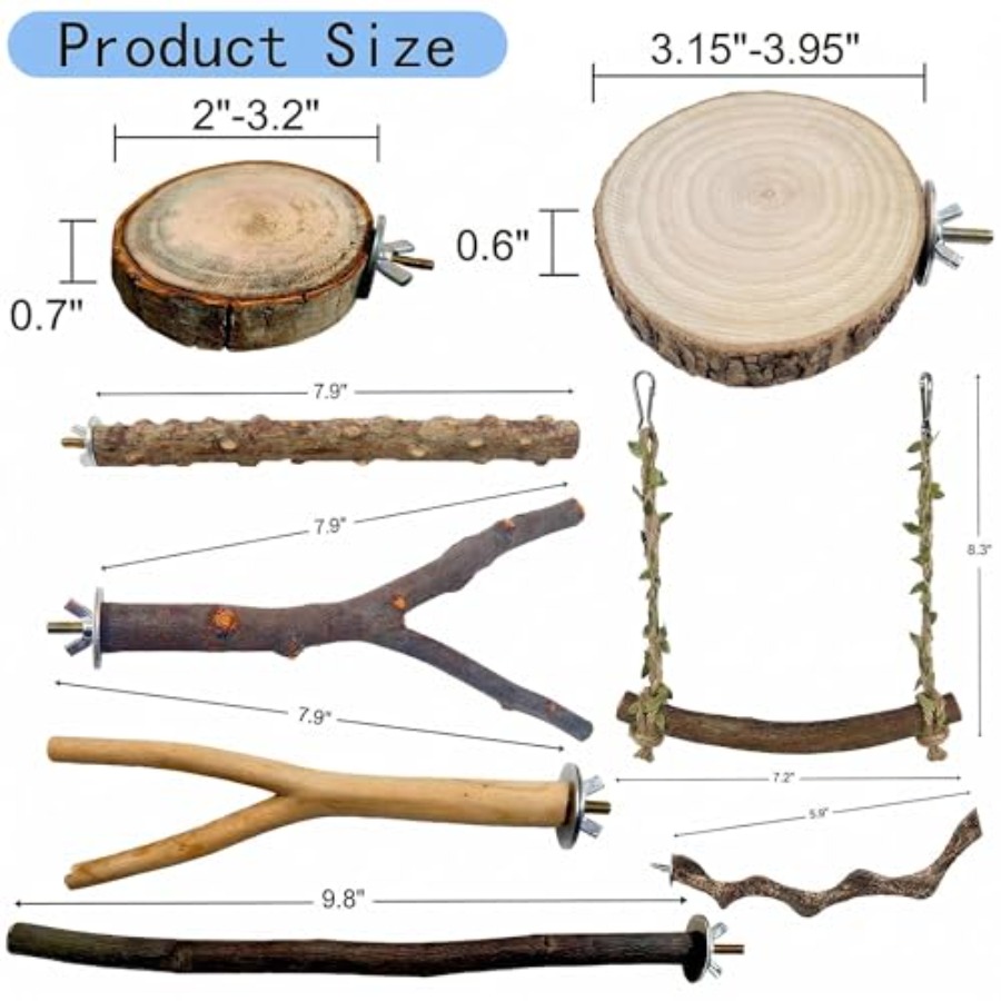 8PCS natural wood bird perches - Health & Wellness Events review and price